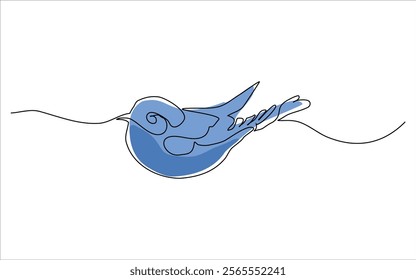 cute little blue bird with line art and good design