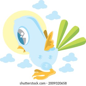 cute little blue bird vector illustration