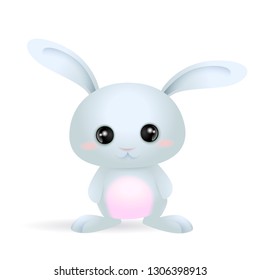 cute little blue easter bunny isolated on a white background