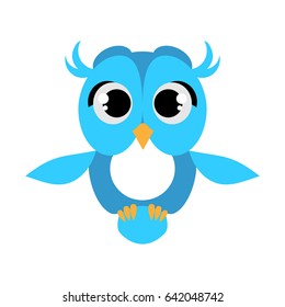 A cute little blue owl vector illustration.