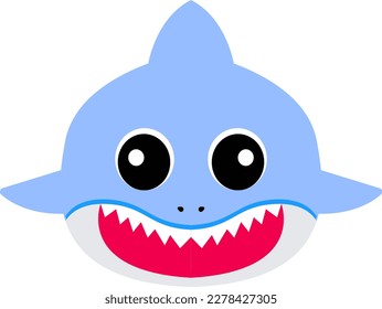 Cute little blue shark face illustration