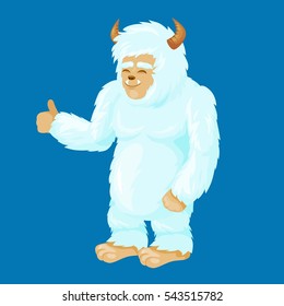 Cute Little Blue  Yeti Cartoon Mascot.Vector Illustration