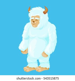 Cute Little Blue  Yeti Cartoon Mascot.Vector Illustration