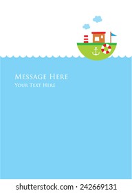 cute little boat vector card
