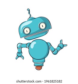 Cute little bot freehand drawing vector over white