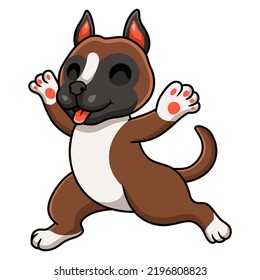 Cute little boxer dog cartoon running