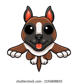 Cute little boxer dog cartoon posing