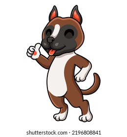 Cute little boxer dog cartoon giving thumb up