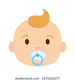 cute and little boy baby head character