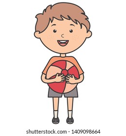 cute little boy with balloon plastic
