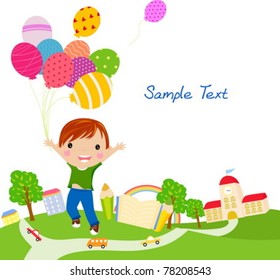  Cute little boy with balloons