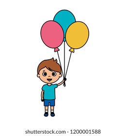 cute little boy with balloons helium