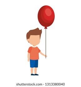 cute little boy with balloons helium