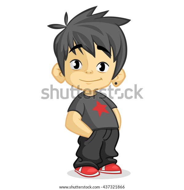 Cute Little Boy Black Hair Dressed Stock Vector (Royalty Free) 437321866