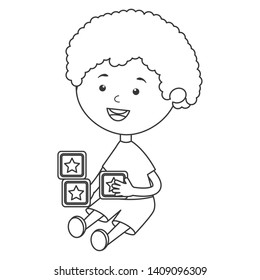 cute little boy with blocks