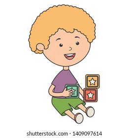 cute little boy with blocks