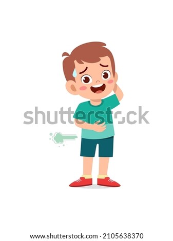 cute little boy can not hold fart and feel shame