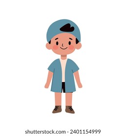 cute little boy with cap and shirt vector illustartion design