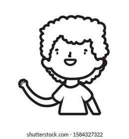 cute little boy cartoon character portrait vector illustration thick line