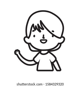 cute little boy cartoon character portrait vector illustration thick line