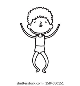 cute little boy cartoon character design vector illustration thick line