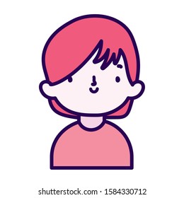 cute little boy cartoon character portrait vector illustration