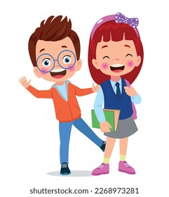 Cute little boy cartoon posing