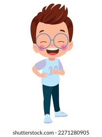 Cute little boy cartoon posing