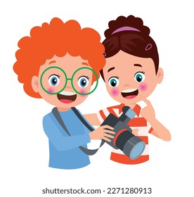 Cute little boy cartoon posing