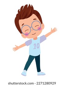Cute little boy cartoon posing