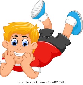 cute little boy cartoon prone