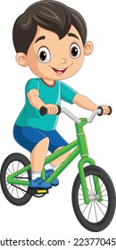 Cute little boy cartoon riding bicycle