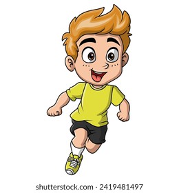 Cute little boy cartoon running