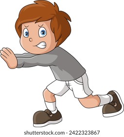 Cute little boy cartoon scared and running