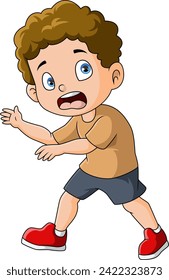 Cute little boy cartoon scared