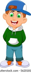 cute little boy cartoon standing