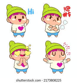 cute little boy cartoon vector illustration