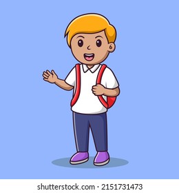 Cute little boy cartoon waving hand,vector cartoon illustration,cartoon clipart