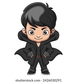 Cute little boy cartoon wearing witch costume
