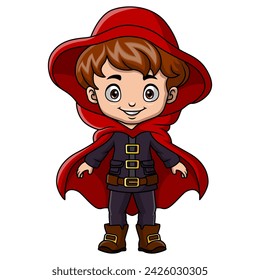 Cute little boy cartoon wearing witch costume