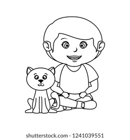 cute little boy with cat character