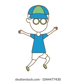 cute and little boy celebrating