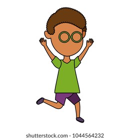cute and little boy celebrating