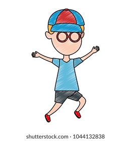cute and little boy celebrating vector illustration design