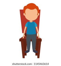 cute and little boy in the chair character