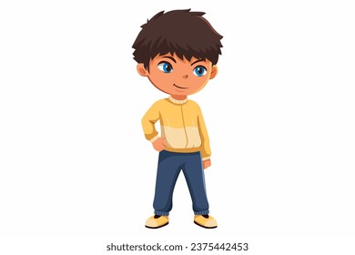 Cute Little Boy Character Design Illustration