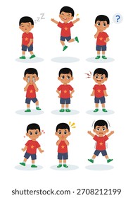 Ilustração de Conjunto de Expressões de Caracteres Meninos Bonitos