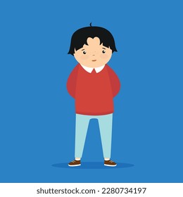 Cute little boy character. Vector illustration in flat cartoon style.