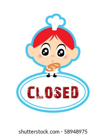 cute little boy chef closed board