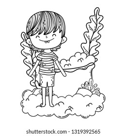 cute little boy in the clouds character